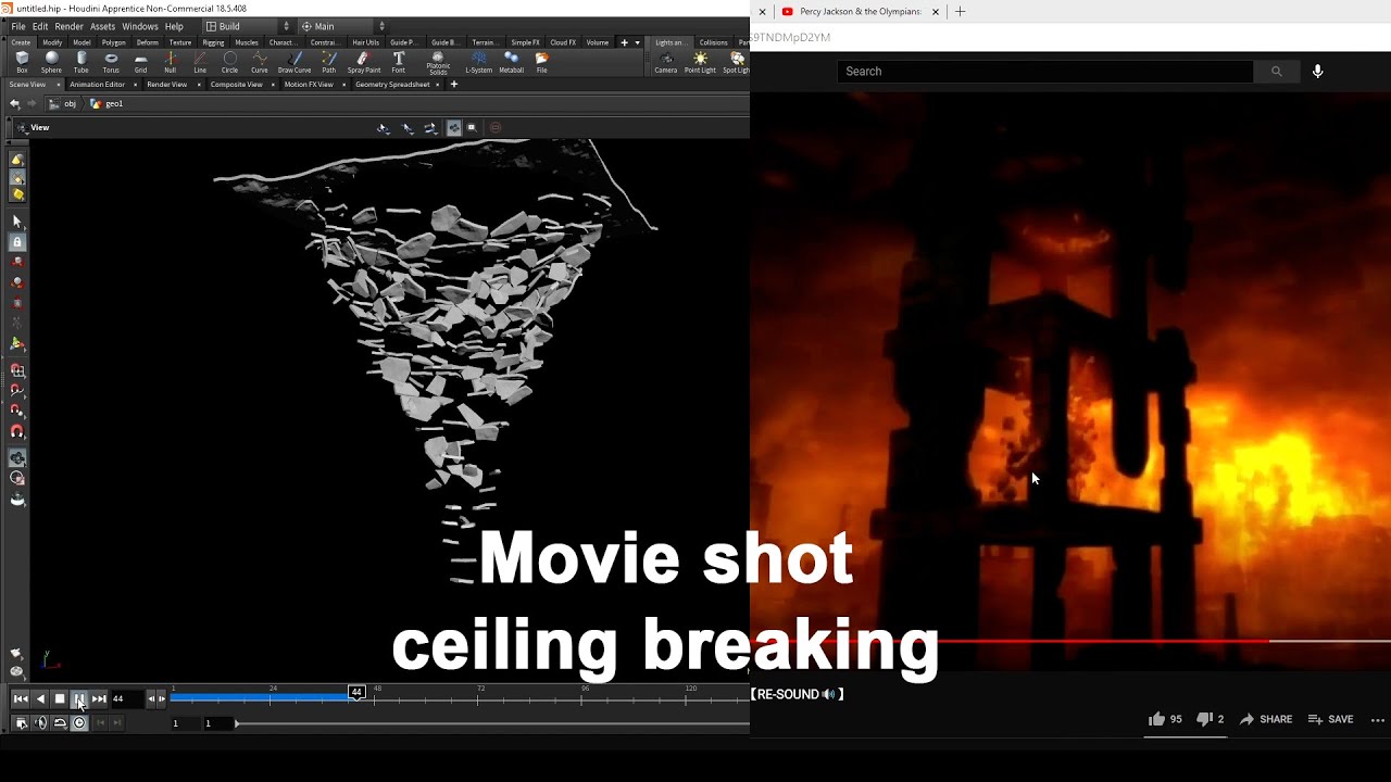 Ground/Ceiling Breaking RBD Destruction in Houdini Hindi Tutorial - # ...
