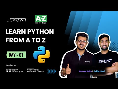 [LIVE] DAY 01 - Learn  Python from A to Z  | COMPLETE in 7 - Days