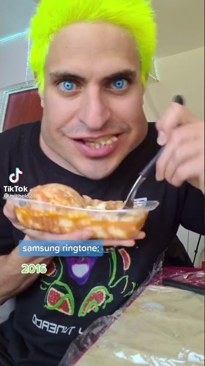 Samsung ringtone and eat food yum yum yum tik tok