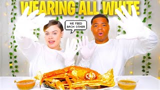 TRY NOT TO GET A STAIN SEAFOOD BOIL MUKBANG CHALLENGE!! (HE FEEDS ME)