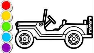 Army Jeep Drawing, Painting & Coloring For Kids and Toddlers_ Child Art