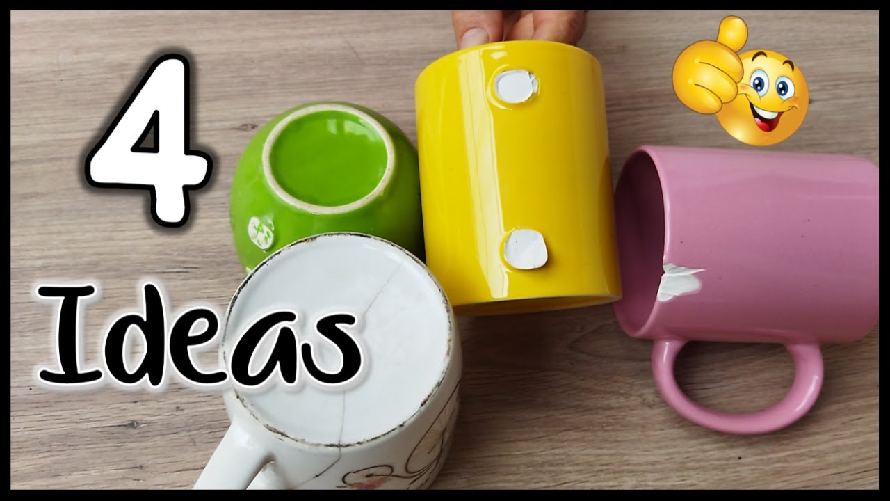 4 LINDAS IDEAS CON TAZAS ROTAS - Manualidades con reciclaje - Crafts with broken cups