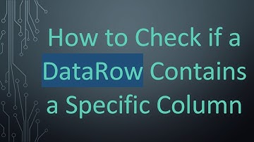 How to Check if a DataRow Contains a Specific Column