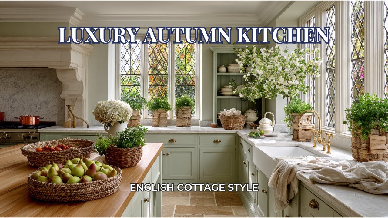 Luxury Autumn Kitchen Decor | English Cottage Style Interior Design Inspiration