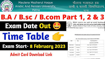B.A | b.sc | b.com | part 1 | part 2 | part 3 | Exam 2023 | time table schedule admit card #mmhapu
