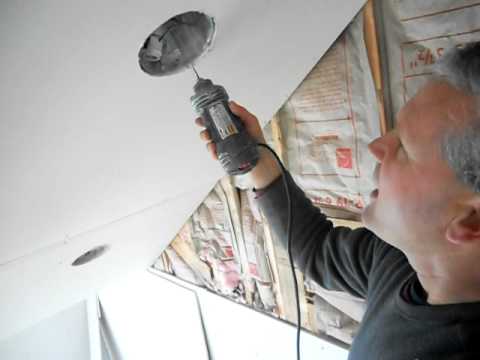 Cutting Drywall Hole With Rotozip For Recessed Ceiling Light By