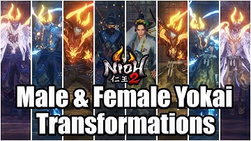 NIOH 2 Alpha - All Male & Female Yokai Transformations So Far (Yokai Shifts Showcase)