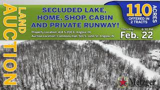 METZGER AUCTION - SECLUDED LAKEFRONT HOME, SHOP, CABIN & PRIVATE RUNWAY! 110 ACRES!  BidMetzger.com