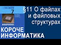 Информатика 7 класс. § 11. О файлах и файловой структуре