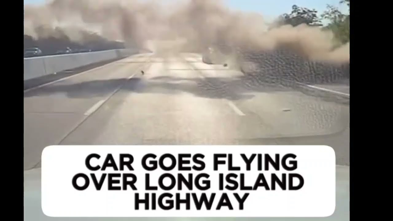Car goes flying over Long Island Highway 