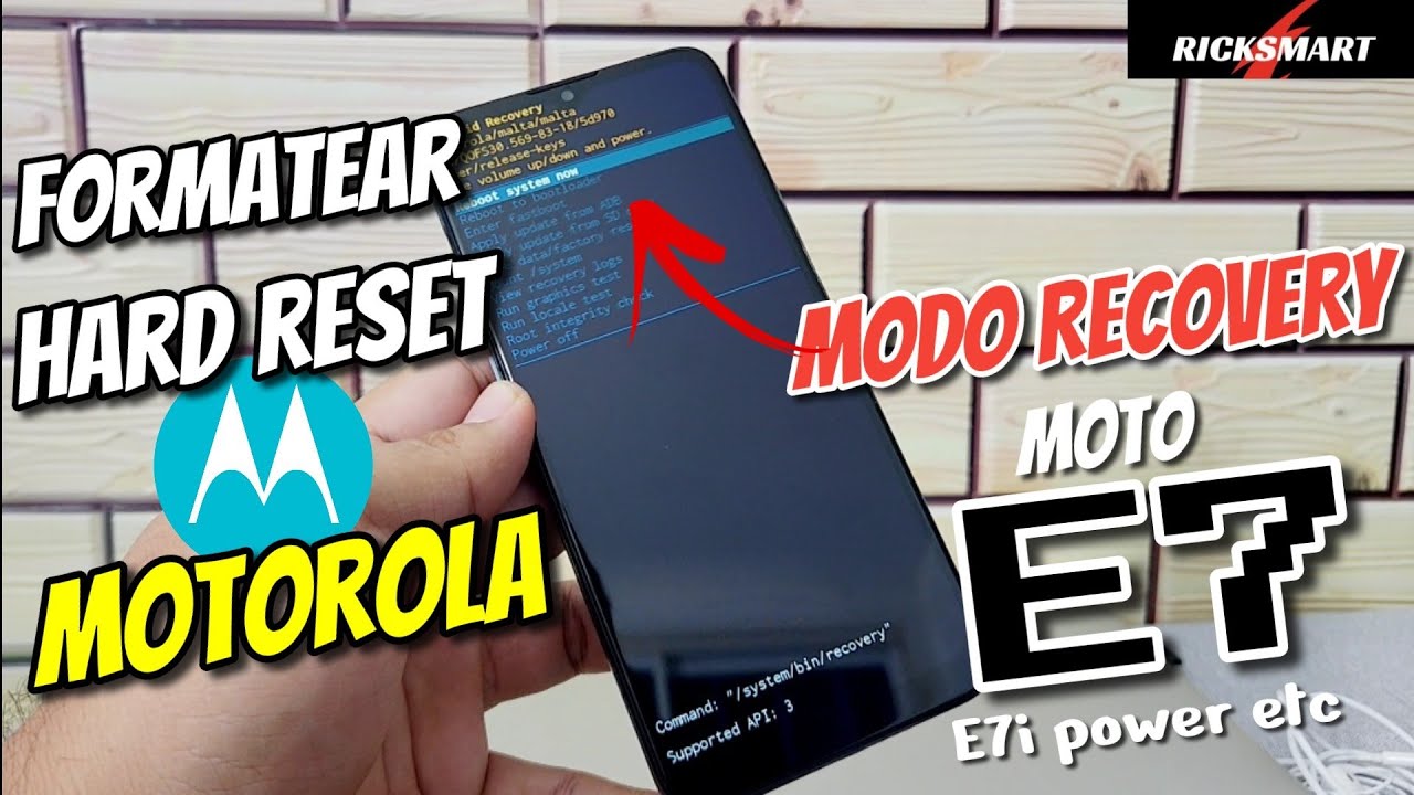 ️Formatear *hard reset* Motorola moto E7 E7i power y mas Modo recovery ...