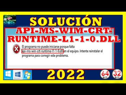 ✅(SOLUCIÓN) Error Falta (API-MS-WIM-CRT-RUNTIME-L1-1-0.DLL) Windows 10/8/7 (2022)