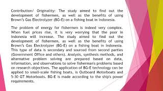 Improving Fishermens Welfare with Fuel Saving Technology JASR 2020 102 105 120