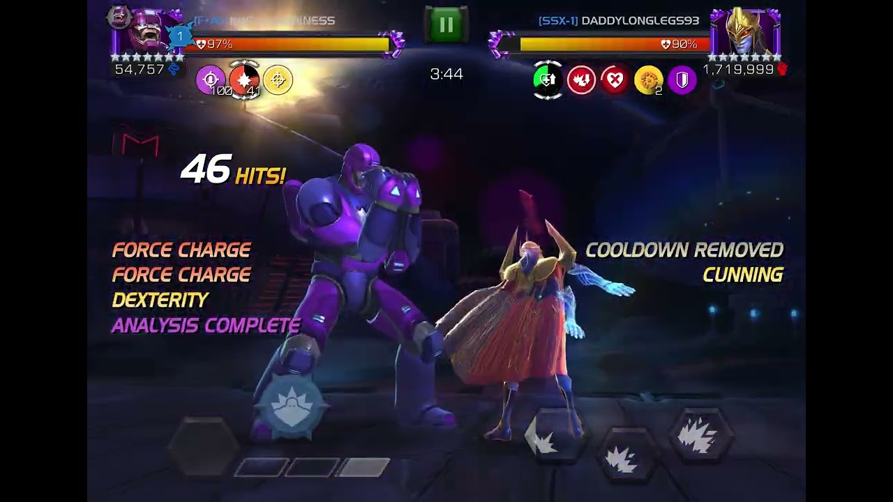 MCOC AW Season 63 War 1 Sentinel vs Node 3 Lumatrix