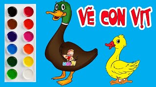 Vẽ VỊT BỐ và VỊT CON cực kỳ dễ thương cho bé - HOW TO DRAW A DUCK (Papa Duck and Baby Duck)