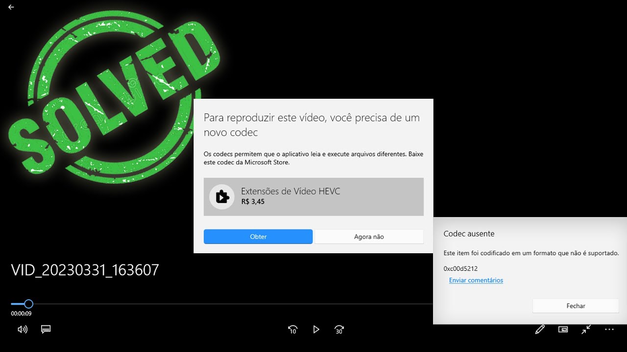 [RESOLVIDO] Erro 0xc00d5212: Codec ausente / extensão HEVC - YouTube