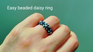 DIY 진주 비즈 데이지 반지/Easy beaded daisy ring/Swarovski pearls/Toho beads