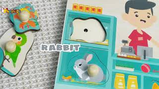 Meet The Animals at The Pet Store with Okeykids Wooden Jigsaw Puzzle for Kids