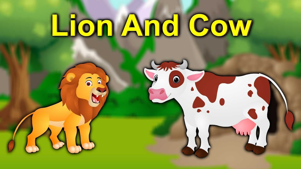 The Lion And Cow | good stories for kids | moral stories for kids | -  YouTube