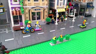 Lego BrickFilm litterbug causes chaos in the city