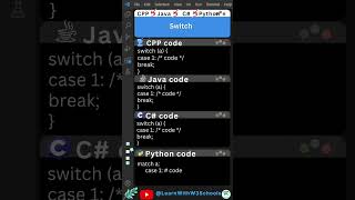 Switch Statement in CPP vs Java vs C# vs Python #cpp #java #csharp #python