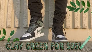 clay green jordan 1 on feet