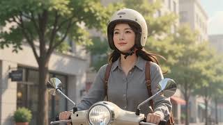 A Cozy Day in the Life of an Office Girl ☕🛵 | Ghibli-Inspired ASMR Vlog