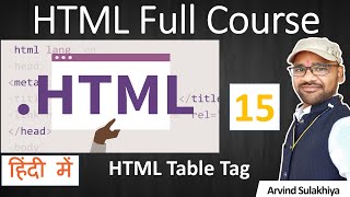 16. HTML Full Course for Beginners in Hindi,  HTML Table Tag with Table Tag Attributes By Arvind