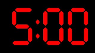 Red Digital Clock Countdown Timer - 5 minutes