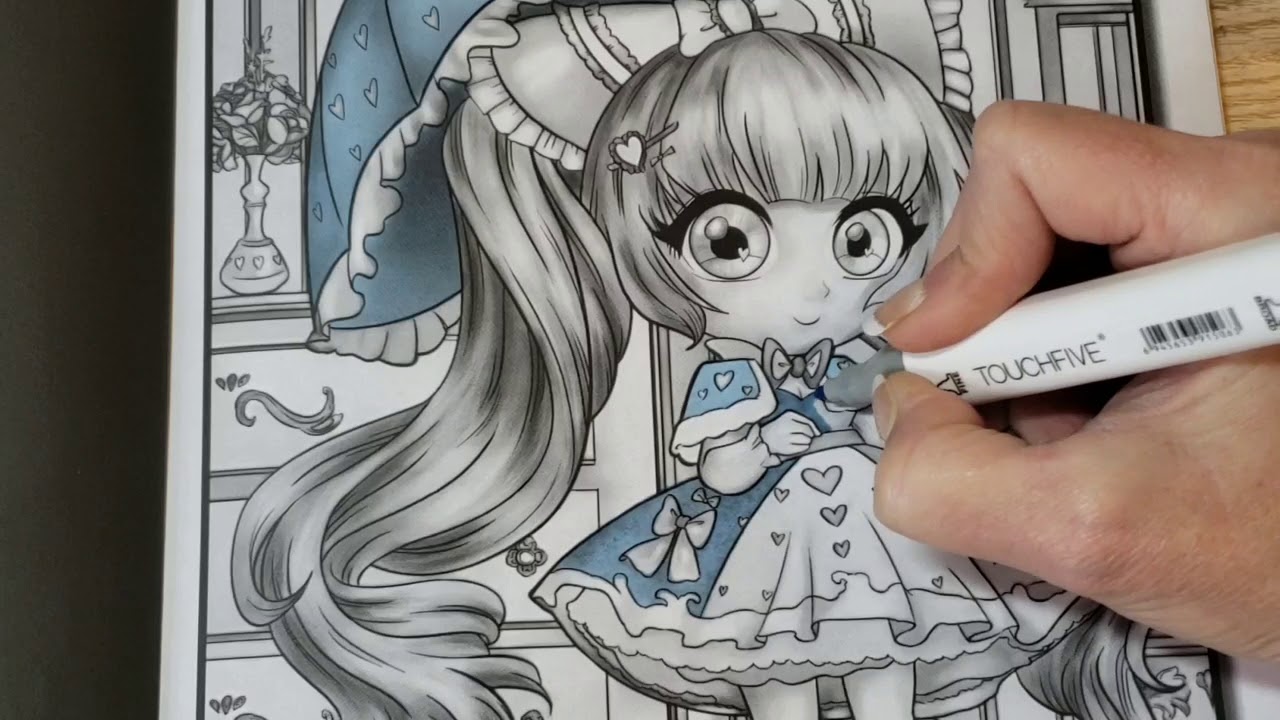 Chibi Girls Grayscale Jade Summer Color & Chat