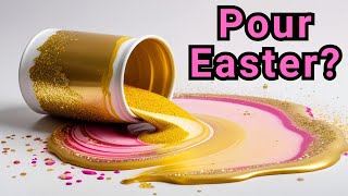 💛 Discover the Magic: Unique Easter 🐰 Poured Acrylic Design #fluidacrylics #metallicpaint