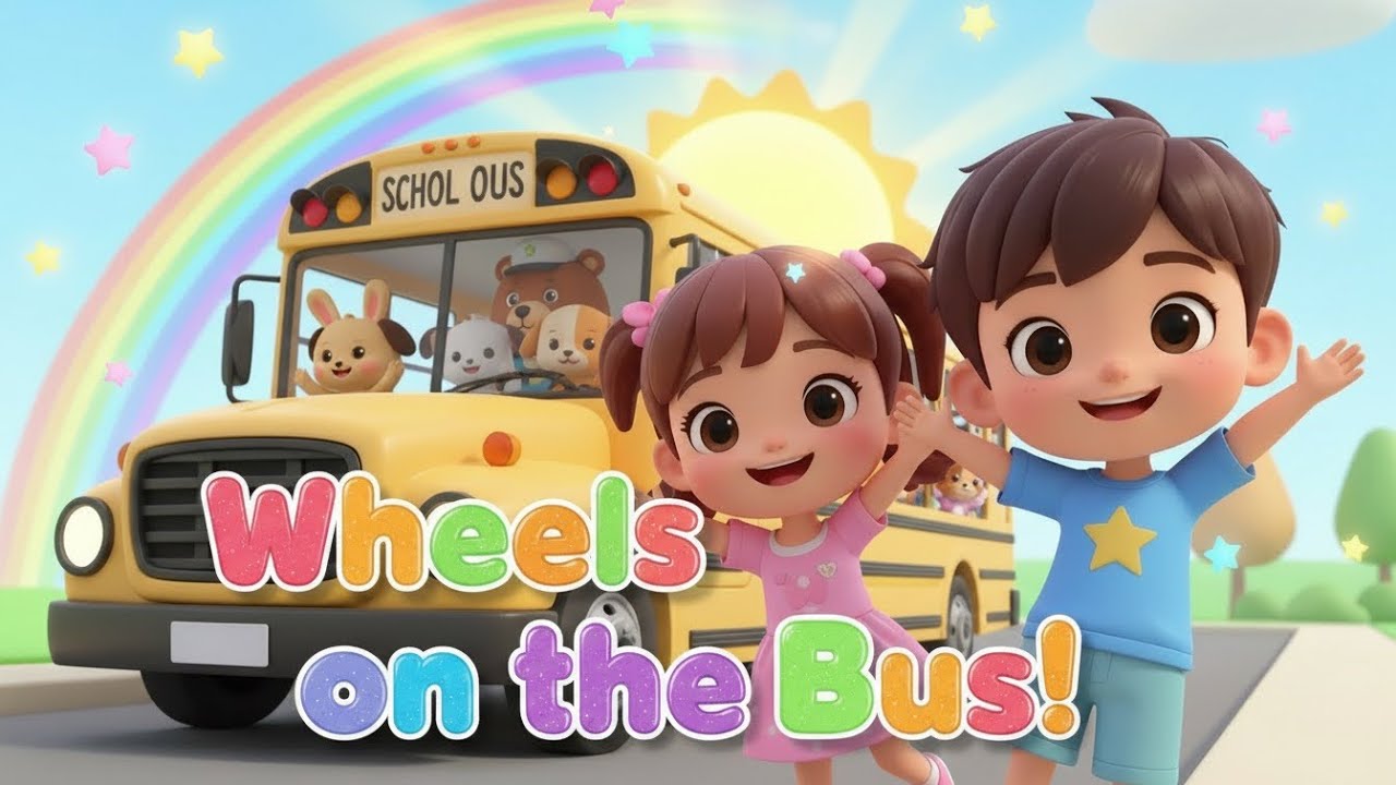 MimiMomo Town Bus Ride | Wheels on the Bus Nursery Rhyme for Kids