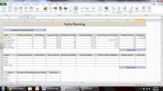 Excel Party Planning