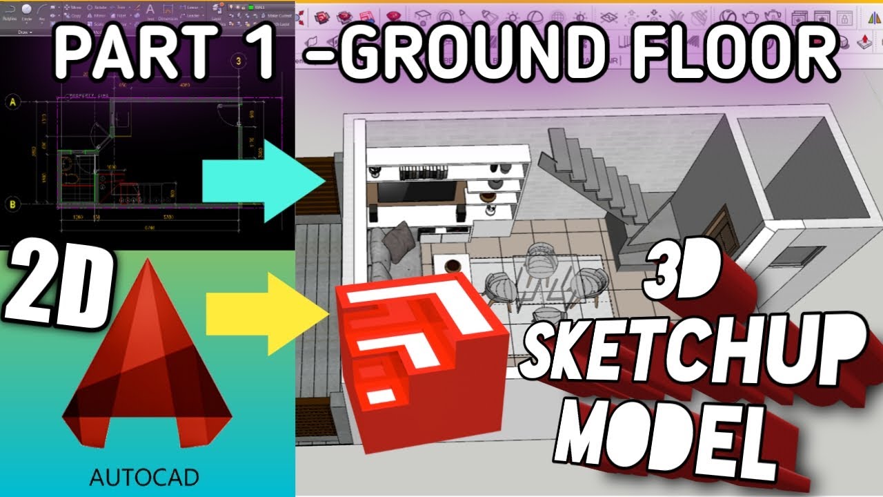 How To Convert 2d Drawing To 3d Model Sketchup Tutorial Youtube Images