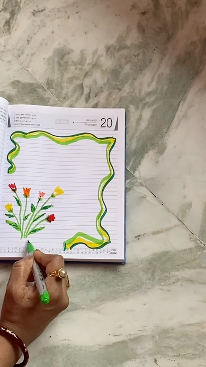 Easy diary decoration idea #frontpage design for school project #diy #shorts #shortvideo