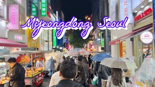 Myeongdong Street in Seoul | Rainy Seoul Walking