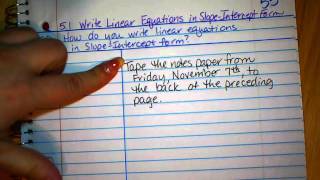 ALG: 5.1 Write LinEquations Slope Intercept Form