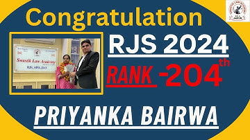 🎉 Congratulations to Priyanka Bairwa for Achieving Rank 204 in RJS 2024! 🎉