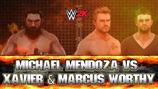 WWE 2K CAWS - Michael Mendoza vs Xavier & Marcus Worthy - CAW Wrestling Universe Highlights