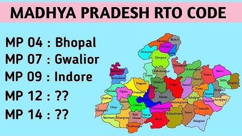 Madhya Pradesh RTO Codes for Vehicles Registration || Vehicles Registration number in Madhya Pradesh