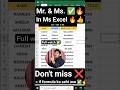 Naam ke aage Mr. ya Ms. ❓Excel khud decide karega 😱Bas ek IF Formula 🔥Data Entry 10x Fast 🚀#shorts