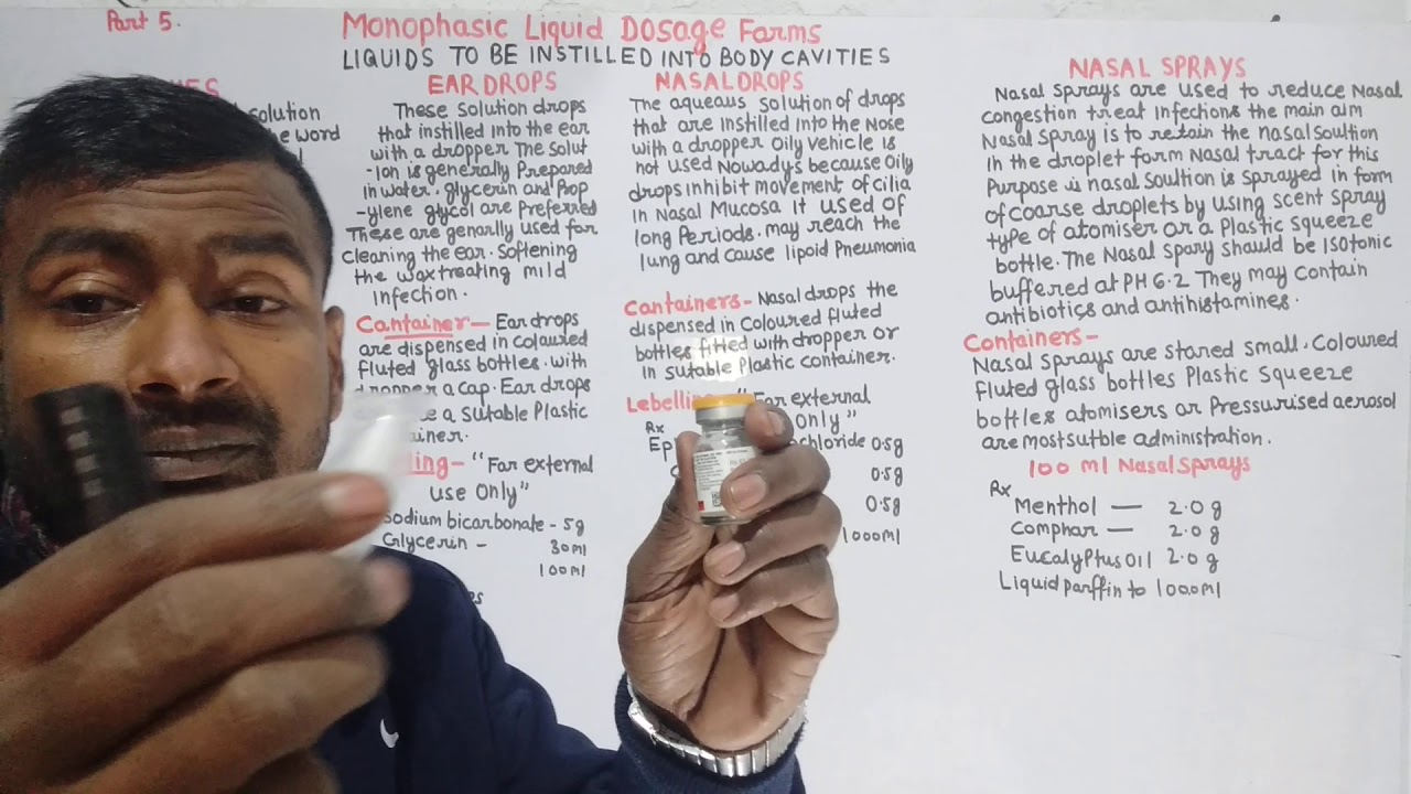 Monophasic liquid dosage forms, part 5, Douches, Ear drops, Nasal drops, Pharmaceutics2