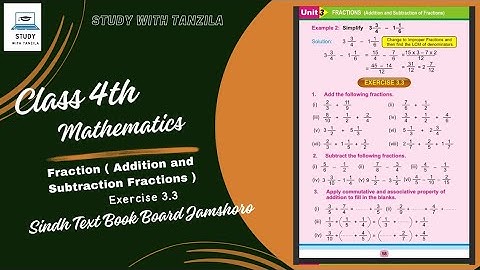 Addition and Subtraction Fractions - Exercise 3.3 | Class 4 Mathematics | Sindh Text Book