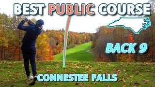 The BEST PUBLIC COURSE in NC | Connesstee Falls Course Vlog | Back 9 | SHOT TRACERS