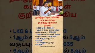 Tamil Nadu School Fees Update! 📚💰 | Important Education News #shorts