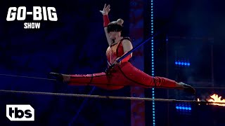 Go Big Show: The Daredaughter Annaliese Nock Walks A Tightrope On Fire Blindfolded (Clip) | TBS