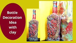 Bottle Decoration Idea | Clay Art on Bottle | Undersea flora with clay | Sikha Crafts