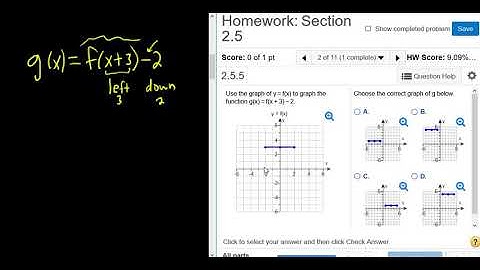 Use the Graph of f(x) to Graph g(x) = f(x + 3) - 2 MyMathlab Homework
