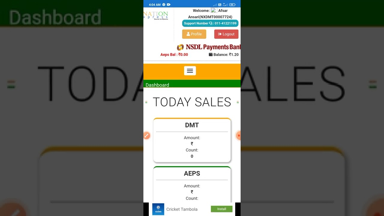 DMT national express nsdl bank k csp distibuter id free mo 7549986467 retailer warship no 7667659372