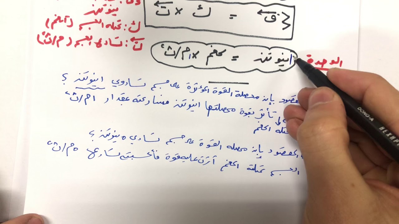 الفصل الرابع قوانين نيوتن الحصة السادسة قانون نيوتن الثاني